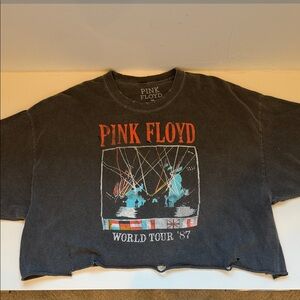 Pink Floyd Kids Charcoal World Tour crop  Tee S/M